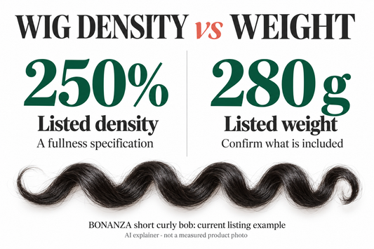 AI explainer showing the bob listing's separate 250% density and 280 g weight; not a measured product photograph.