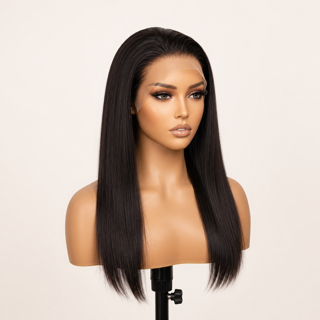 BONANZA natural black straight 13x4 lace front human hair wig