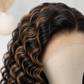 BONANZA 1B/27 Honey Highlight Water Wave 13x4 Lace Front Wig lace and highlighted wave detail