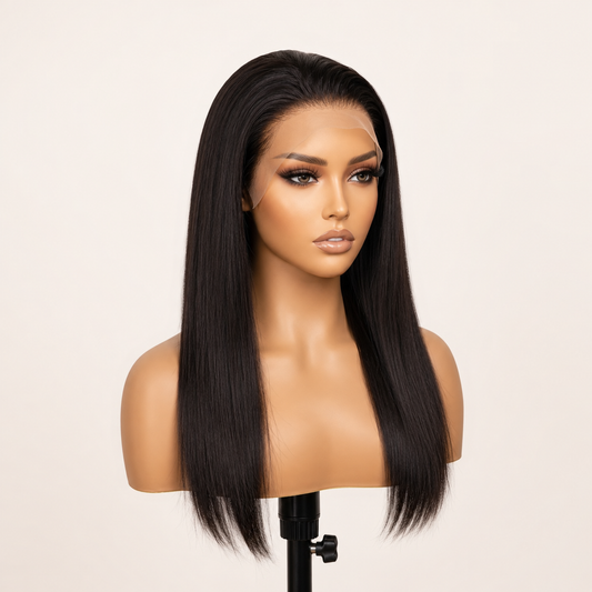 BONANZA Natural Black Straight 13x4 Lace Front Human Hair Wig