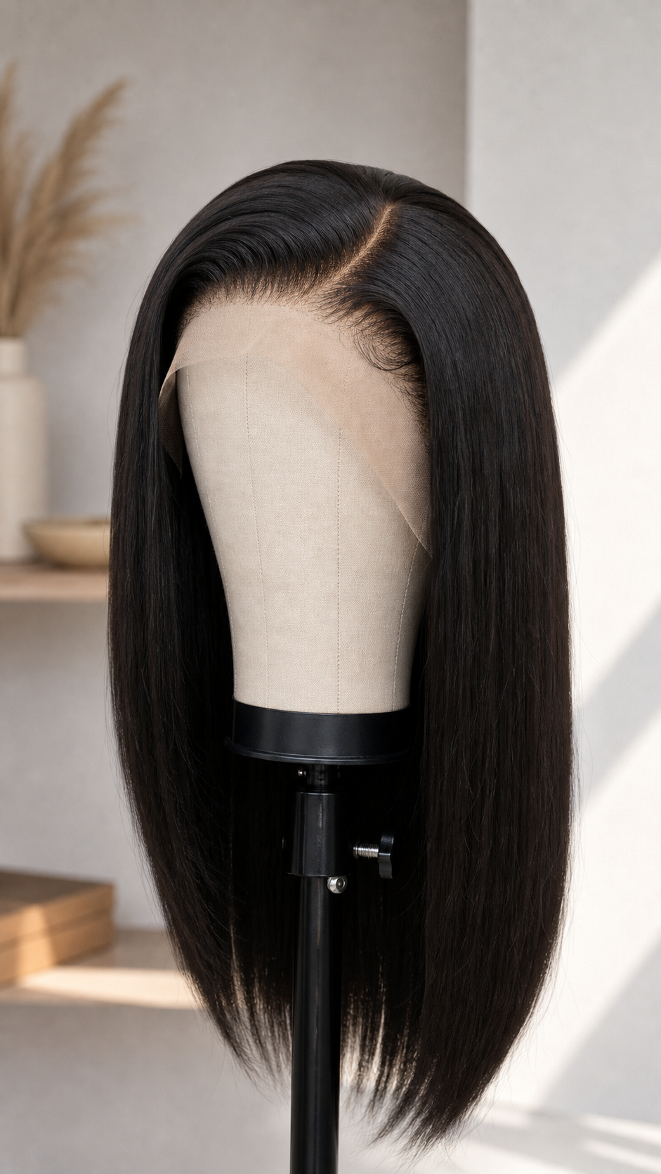 BONANZA Natural Black Straight 13x4 Lace Front Wig mannequin view