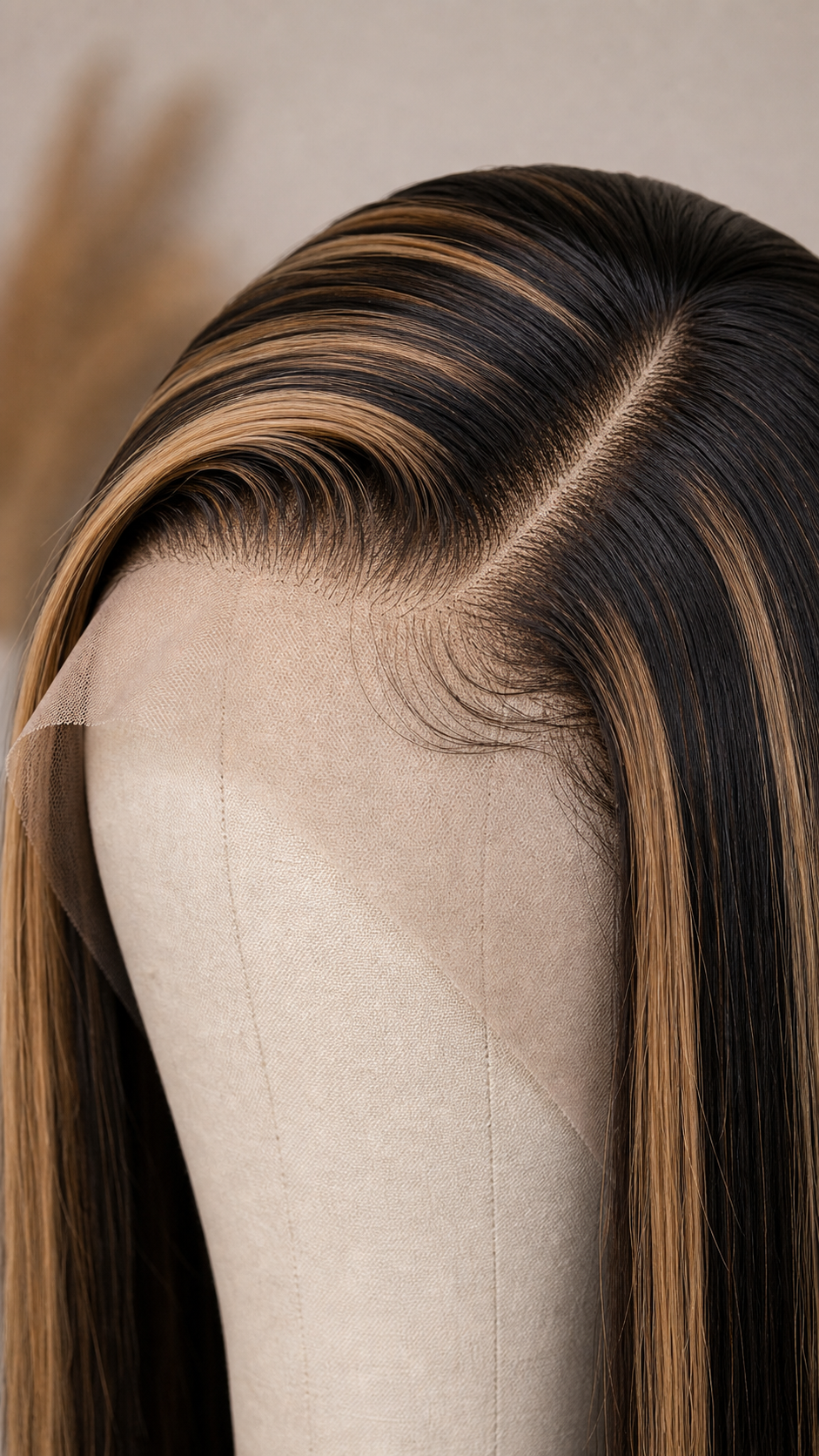 BONANZA Straight Piano Highlight 13x4 Lace Front Wig lace and color detail