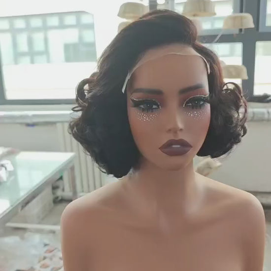 BONANZA short curly bob wig real product video