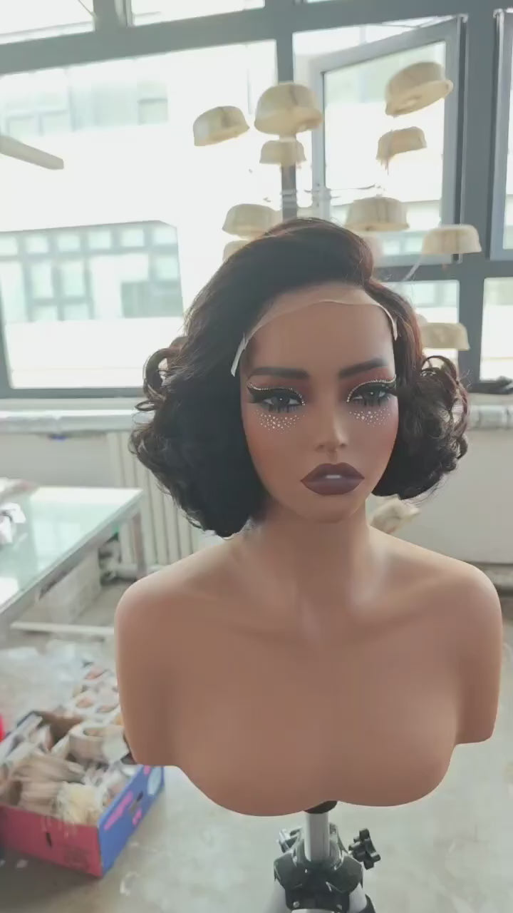 BONANZA short curly bob wig real product video
